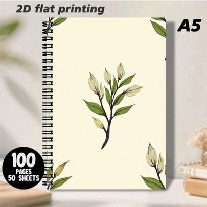 Sổ tay xoắn ốc khổ A5, họa tiết cây cỏ tươi mát tối giản, nền màu be tinh tế kết hợp với lá xanh tươi và hoa trắng, đường nét mượt mà tự nhiên, phong cách nghệ thuật và thanh lịch. Thích hợp cho việc viết hàng ngày, ghi lại cảm hứng, sáng tạo ngẫu hứng, thêm chút chất thơ tự nhiên vào bài viết của bạn, mang lại trải nghiệm viết thoải mái.