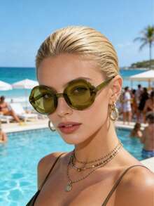 一副男女通用椭圆形时尚眼镜，时尚休闲优雅彩色眼镜，采用优质材料制成，佩戴舒适，适合派对、度假、户外旅行、徒步旅行、摄影、女装、商务休闲礼品、沙滩配饰，具有防风防沙功能，适合所有季节。 - 彩色 - 查看 4