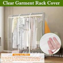 Funda para perchero funda transparente de PEVA a prueba de polvo con 2 cremalleras duraderas funda para perchero que se adapta sobre estante para vestidos trajes abrigos S/47 x 20 x 60 pulgadas - Transparente - Ver 2