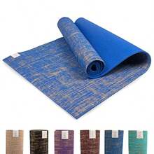 'Myga Jute Yoga Mat High Performance Vegan Floor Exercise Mat Eco Friendly Biodegradable Yoga Mat with PVC Backing 72'' x 24'' 0.2'' Thickness' - Azul / Patchwork - Ver 8