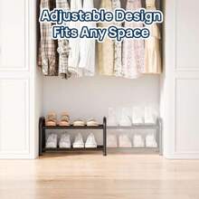 - Expandable Shoe Rack, Adjustable Shoe Organizer Shelf, Metal-Free Freestanding Shoe Rack, Black For Small Spaces (2 Tiers), 44539383 - Khaki - View 5