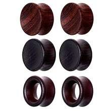 3 Pairs Gauges  Ears Wood Saddle Fit Solid Organic Ears Plug Gauges Double Flared Wooden Ear Tunn Stretcer Punk Piercing - 6mm2g - View 1
