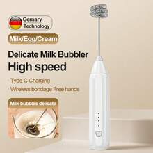Máy đánh sữa điện 3 trong 1 cầm tay, kèm 3 đầu đánh - Sạc USB, 3 tốc độ, dùng cho cà phê, latte, cappuccino, bánh ngọt, trứng, sô cô la nóng | Máy trộn đồ uống cầm tay, có thể đánh kem, trứng, trộn các nguyên liệu, chất liệu nhựa, pin lithium 800mAh tích hợp, trợ thủ đắc lực trong nhà bếp. - 1 cái - Xem 14