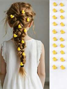 5pcs/10pcs Set Small Yellow Duck Hair Clips Combination, Girls Bangs Side Clips Fishbone Braids Hair Clips Ponytail Clips, Suitable For Daily Wear - Multicolor - View 2