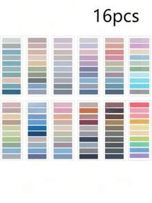 2400pcs Sticky Striped Memo Pads, 12sets Small Self-Adhesive Sticky Notes, Transparent Sticky Notes, Book Tabs, Index Tabs (Multicolor) School Supplies - one-size - View 12