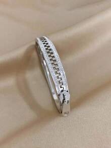 1 chiếc vòng tay thời trang bằng thép không gỉ, món quà trang sức thanh lịch dành cho phụ nữ. - dây kéo - Xem 2