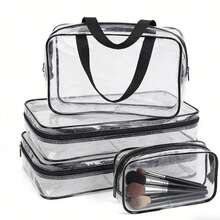 3pcs/Set Transparent PVC Toiletry Bag, Multifunctional Waterproof Handbag Cosmetic Bag Travel Set - Multicolor - View 5
