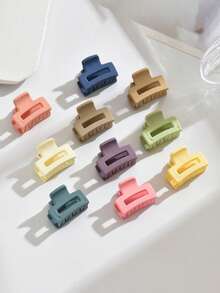 20 piezas de pinza de pelo cuadrada de color café oscuro de tamaño pequeño de unicolor, pinza de pelo de luna, pinza de pelo para flequillo lateral de mujer, accesorio de playa, pinza de garra para el cabello de vacaciones - Multicolor - Ver 5