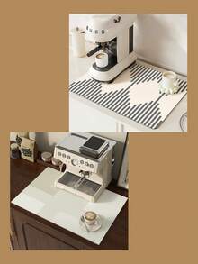 1/2 Pieces Rubber Draining Mat, Coffee-Themed Draining Mat, Minimalist Kitchen Mat, Non-Slip Heat-Resistant Placemat, Holiday Tableware Draining Mat, Durable Diatomaceous Earth Table Mat - Khaki Pink - View 8