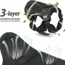 2 piezas Conjunto de arnés y correa táctica para perro, arnés para perro de alta resistencia con asa, ajustable/chaleco táctico para perro, adecuado para perros medianos/grandes para caminar, senderismo, caza, arnés táctico ajustable de nailon para perro, correa en stock - Multicolor - Ver 4