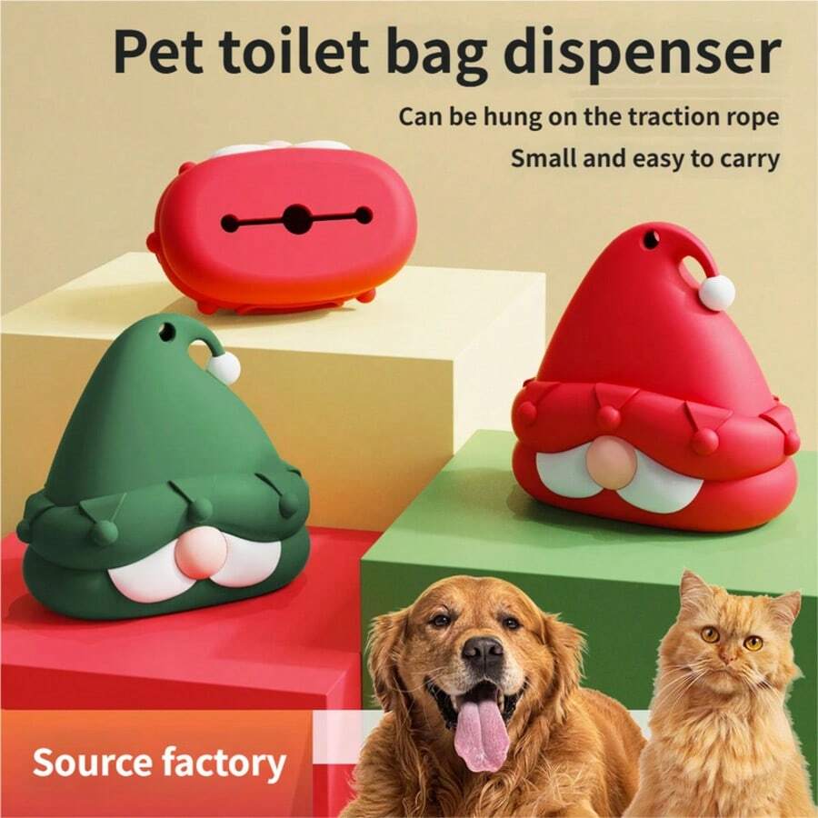 Hộp đựng túi đựng chất thải cho thú cưng bằng silicon, Giá đỡ túi đựng phân bằng silicon dễ thương, Hộp đựng túi phân chó tiện dụng - Nhiều màu - Xem 1