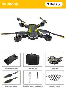 S6四轴飞行器无人机，配备双高清摄像头、远程画面切换、光流悬停、智能避障、一键起飞/降落/翻转、重力感应，由3.7V/1800mAh模块化电池供电 - 黃色 - 查看 14