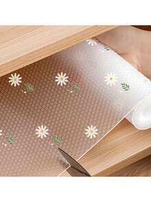 1 Roll Daisy Shelf Liner For Kitchen Cabinets,Non-Adhesive Drawer Liner,Non-Slip Refrigerator Liner,EVA Waterproof Fridge Pad Cupboard Mat Easy Placemats. - Multicolor - View 2