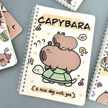 1/4pcs Soft Leather Spiral Notebook With Cute Capybara Pattern, 50 Pages, Ideal For Students, Office Gifts, Diaries, Learning Supplies, School Supplies (Mixed Color) - Multicolor - View 2