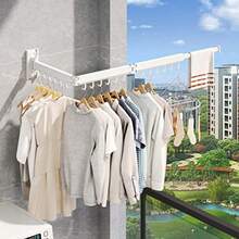 Estante de secado de ropa para colgar ropa estante plegable para secar la ropa estante de secado plegable retráctil para colgar ropa ganchos blancos - Blanco - Ver 4
