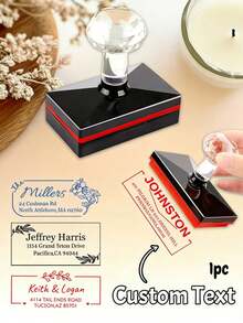 Bộ 1/2 con dấu địa chỉ vuông tùy chỉnh LICVIC với tay cầm pha lê, con dấu địa chỉ họa tiết cá nhân hóa, con dấu đám cưới cá nhân hóa, con dấu kỷ niệm, con dấu cao su tùy chỉnh và con dấu mực cá nhân hóa. - A - Xem 3
