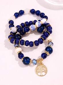 Bộ 3 chiếc vòng tay phong cách Bohemian thanh lịch, cá tính, thời trang với họa tiết cây nhỏ xếp lớp, phù hợp với trang phục đi biển, trang sức dành cho nữ. - Nhiều màu - Xem 5