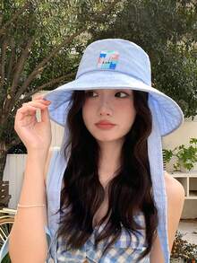 1 chiếc mũ tai bèo vành gập mới mùa xuân/hè, mũ tai bèo vành rộng buộc dây đa năng dành cho nữ, thích hợp cho kỳ nghỉ. - A - Xem 18