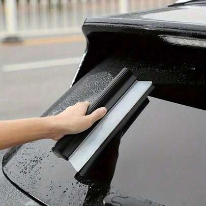 1Pc Premium Silicone Car Wipers - Gentle To Paint, Perfect For Glass And Windows, Black With White Edge, Durable And Scratch-Free Cleaning