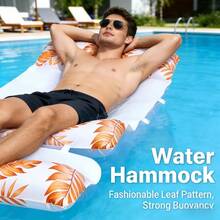 Tropisches Blatt Muster abnehmbarer aufblasbarer Pool Hängematte, 2-in-1 Mesh Schwimmsessel 178*70cm für Pool & Strand - Verschiedenfarbig - Übersicht 5