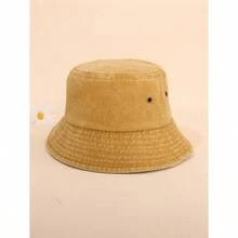 1pc Unisex Solid Color Retro Foldable Bucket Hat, Vintage Washed Outdoor Sun Protection Hat, Suitable For Everyday Use - 彩色 - 查看 11