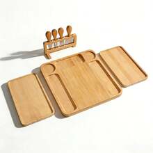Bamboo Cheese Board & Knife Set - Large Charcuterie Boards & Cheese Tray With 2 Serving Trays - Perfect House Warming Gifts New Home & Bridal Shower Gifts For Foodies, Wedding Registry - View 12
