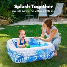 Sloosh - Piscina Inflable para niños 81 x 81 x 21 cm con colchón Suave Piscina Cuadrada Inflable con Pelotas para Fiestas Juguetes acuáticos portátiles para Interior y Exterior Azul - Azul - Ver 2