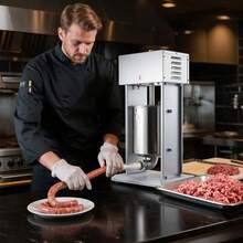 Electric Sausage Stuffer, 22 LBS / 10 L Vertical Meat Filler With Stepless Speed Adjustment, Stainless Steel Sausage Stuffing Machine, Foot Pedal & 4 Filling Tubes, For Commercial And Home Use - 10L - View 9