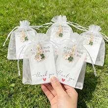 30pcs Spring Daisy & Clover Keychain Set - Delicate Floral Hanging Decor For Men & Women, Includes (10 Keychains + 10 Cards + 10 White Bags) Lobster Clasp Zinc Alloy Chain Bag Charm, Suitable For Easter, Thanksgiving, St. Patrick's Day, Mother's Day Gifts, Floral Favors & Birthday Presents Gifts For Mother, Father, Graduation, And Teacher - 10 Keychains + Cards + 10 Bags - View 7