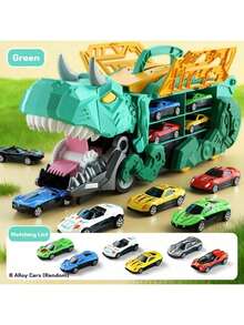 Set Mainan Mobil Lintasan Transformasi Multifungsi: Mobil Dinosaurus Besar dengan Rampa Peluncur, Fungsi Menelan, dan Lintasan Transformasi, Termasuk 12 Mobil Mini Die-Cast, Lintasan Balap, Mobil Transformasi, dan Rampa Peluncur, Mainan Mobil Anak untuk Anak Laki-laki Usia 3+, Warna dan Gaya Mobil Acak, Cocok untuk Hadiah Natal, Kembali ke Sekolah, dan Paskah - Kendaraan pengangkut dinosaurus - View 15