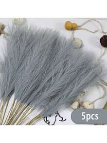 5 pièces de pampas artificiels, plantes artificielles, décoration de style bohème, décoration de maison, décoration de chambre, remplisseurs de vase, décoration de mariage, décoration de Noël, décoration de printemps, décoration de table à manger, centre de table, fleurs en plastique, décoration d'automne - Multicolore - Voir 11
