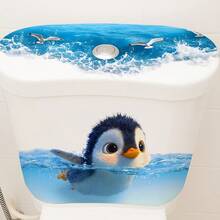 Stiker Toilet Bergambar Penguin Kartun Gaya Laut, Dekorasi Kamar Mandi Lucu Perekat Sendiri, Stiker Dinding Hewan Lucu Tahan Air - MultiWarna - View 5