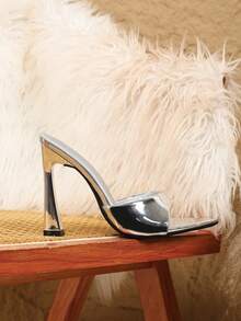 Plus Size Women's Sexy Stiletto Heels Sandals, Casual Party Elegant Versatile Fashion High Heels Sandals For Women - Silver - View 5