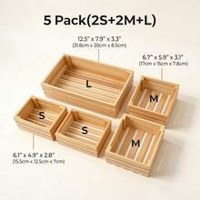 Bamboo Stackable Storage Bins, Wood Storage Containers, Versatile Pantry Organizers And Storage, Rustic Kitchen Organizers And Storage, Decorative Cabinet Organizer For Bathroom, Countertop, Closet - Bamboo - View 14