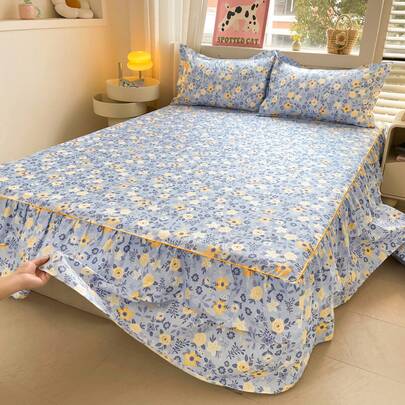 1pc Bedskirt, Bed Cover, Bed Bumper, Made Of High-Quality Fabric, Gathered Ruffle Bedroom Bedding Set, Bedskirt (Pillow Case Not Included)
