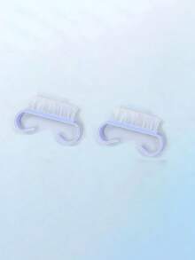 带柄指甲刷，多功能透明塑料指甲清洁抛光器，亮片圆头指甲刷，柔软短柄指甲刷 - 彩色 - 查看 15