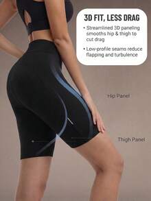 Qualicos 女士4D加厚骑行短裤，带口袋、反光条和实用口袋 - 透气速干女士公路骑行短裤，女士夏季户外运动裤 - 黑色 - 查看 5