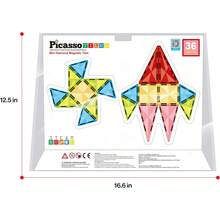 PicassoTiles - Magnetic Block Set, Diamond Series, Magnetic Building Blocks, STEM Learning, For Children Ages 3 And Up, PTM100 - 36 Pieces - View 9