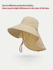 1pc Summer Sun Hat, Wide Brim UV Protection, Unisex Bucket Hat With Neck Cover, Suitable For Outdoor Activities Like Hiking, Fishing (Adjustable Strap Style May Vary Due To Production Batch) - A - 查看 9