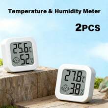 2pcs High Precision Mini Digital Thermometer Hygrometer, Small Room Temperature Monitor With Fast Refresh, Indoor/Outdoor Temperature & Humidity Sensor, LCD Display, Suitable For Home, Bedroom, Baby Room, Office, Greenhouse, Car - White - View 2
