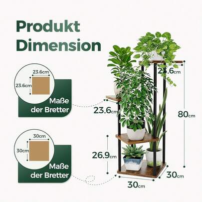 Soporte metálico negro para plantas, apto para uso interior y exterior, soporte universal de cuatro niveles para plantas de esquina, ideal para patio, jardín, balcón, sala de estar o dormitorio (marrón).