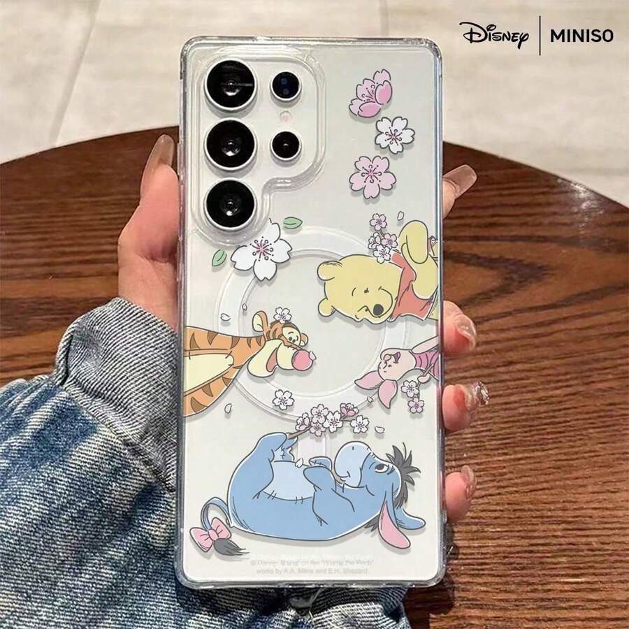 Miniso 迪士尼小熊维尼樱花手机壳，透明磁吸防震，适用于三星S26 Ultra/S26 Edge/S26 Plus/S26/S25 Ultra/S25 Plus/S25/S25FE/S25Edge/S24 Ultra/S24 Plus/S24/S24FE/S23FE/S23 Ultra/S23 Plus/S23/S22 Ultra/S22 Plus/S22/A15/A16/A17/A35/A36/A37/A54/A55/A56/A57，圣诞礼物，送给女朋友的好选择 - Transparent - 查看 1