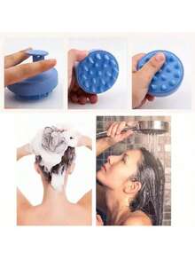 Bộ 2/3 đầu bàn chải gội đầu, bàn chải massage, lược gội đầu, silicon mềm, không mùi, bàn chải làm sạch da đầu bằng silicon thủ công, bàn chải massage da đầu. - C-Xanh - Xem 3