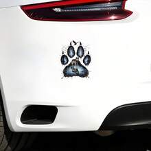 6 Inch Dark Style Claw Print Vinyl Sticker, Wolf Double Exposure Self‑Adhesive Decal, Decor For Cars Trucks Motorcycles Windows Walls, Works On Glass Metal Ceramic - A - View 4
