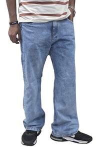 Men's Oversized Wide Leg Balloon Jeans Without Elastane - 中等水洗馬查達 - 查看 3