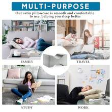 2 fundas de almohada de satén de repuesto para piernas de 10 x 8 x 6.3 pulgadas funda de almohada de rodilla para dormir de lado funda de almohada suave y transpirable para piernas y - gris - Ver 7