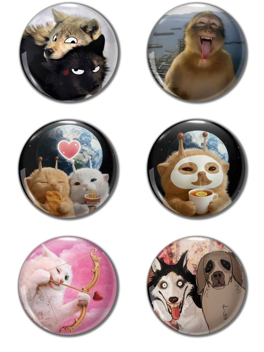 趣味图案徽章胸针，女士徽章，别针胸针，包包挂件，服装配饰，送给朋友、家人、老师和同学的趣味礼物 - 彩色 - 查看 1