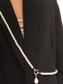 仿珍珠长项链，女士个性化大吊坠首饰 - long pearl - 查看 1