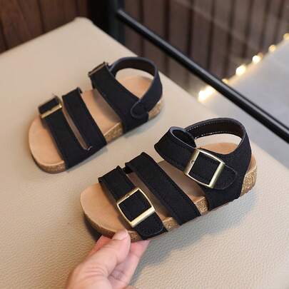 1 đôi dép xăng đan mùa hè cho trẻ em, họa tiết kẻ caro cổ điển, 3 quai, hở mũi, đế mềm chống trượt, giày đi biển cho trẻ nhỏ, kiểu dáng thường ngày và thời trang cho bé trai và bé gái.
