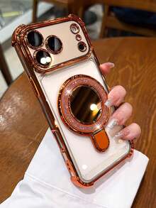 Ốp lưng điện thoại mạ điện trong suốt lấp lánh cao cấp, tương thích với iPhone 17 Pro Max, 17 Pro, 17, 16 Pro Max, 16 Pro, 16, 16, 15 Pro Max, 15 Pro Max, 15 Pro, 15 Pro Max, 14 Pro, 13 Pro Max, 12 Pro Max, 11. Ốp lưng bảo vệ camera trong suốt mạ điện thời trang. - trái cam - Xem 3